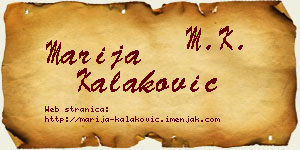 Marija Kalaković vizit kartica
